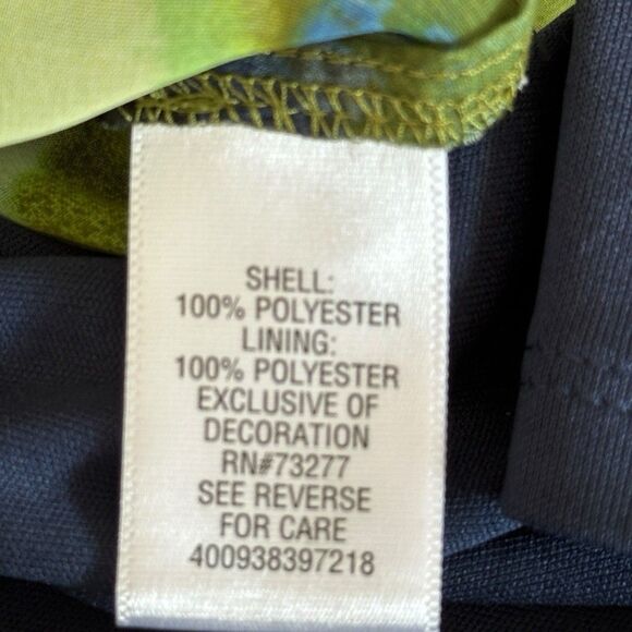 Simply Vera Wang Green Chiffon Floral Sleeveless Blouse Large - Picture 5 of 5